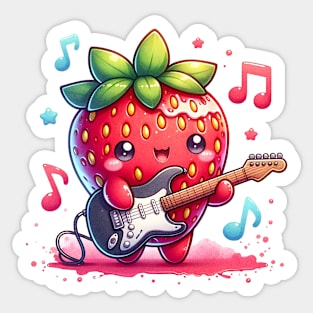 Strawberry Guitarist Sticker